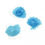 Цвят роза 65 мм гума органза брокат синя