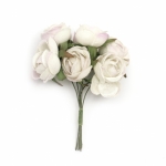 Роза букет текстил 40x100 мм цвят бял -6 броя