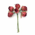 Роза букет текстил 30х130 мм цвят червен -6 броя