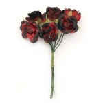 Роза букет текстил 22x100 мм червена тъмна -6 броя