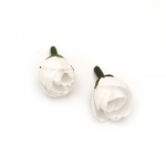 Цвят роза 20 мм с пънче за монтаж бяла - 10 броя