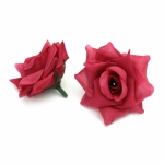 Цвят роза от текстил 55 мм с пънче за монтаж пурпурна -5 броя