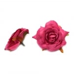 Цвят роза от текстил 70 мм с пънче за монтаж светла циклама -2 броя