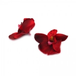 Цвят орхидея с пънче за монтаж цвят тъмно червен 70 мм -5 броя