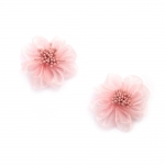 Цвете органза с тичинки 50 мм цвят розов -2 броя 