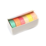 Хартиено тиксо за декорация Washi с брокат 15 мм цвят неон -6 ролки x 1 метър