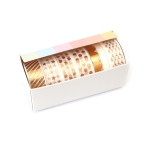 Хартиено тиксо за декорация Washi различни видове бяло със златни мотиви 15 мм -6 ролки x 2 метра