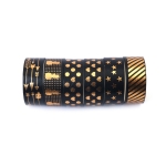 Хартиено тиксо за декорация Washi различни видове черно със златни мотиви 15 мм -6 ролки x 2 метра