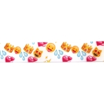 Ширит сатен 25 мм рипс бял с емотикони -3 метра