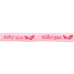 Ширит сатен 10 мм рипс розов надпис Baby girl -5 метра