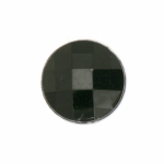 Камък акрил за лепене кръг 16x4 мм плътен черен фасетиран -10 броя