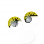 Очички мърдащи 15 мм с мигли жълти -50 броя