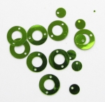 Пайети кръг с кръгче 12х6 мм зелени -20 грама