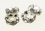 Шайба метал с кристали зиг заг 8x3.5 мм дупка 1.5 мм (качество А) цвят сребро -10 броя
