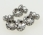 Шайба метал с кристали 7x3.2 мм дупка 1.5 мм (качество А) цвят сребро -10 броя