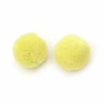 Помпони 30 мм жълти лимон ръчна изработка-10 броя