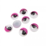 Очички мърдащи 12 мм с мигли розови -50 броя