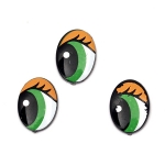 Очички рисувани 16x11x2 мм зелени с мигли оранжеви -20 броя