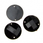 Акрилни камъчета за пришиване 20 мм кръг цвят черен фасетиран екстра качество -10 броя