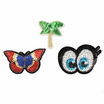 Апликации лепящи 3 броя 55~60 мм палма пеперуда очички с пайети