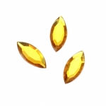 Камък акрил за лепене листо 9x20 мм жълт тъмен фасетиран -50 броя