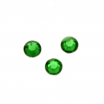 Камък акрил за лепене 6 мм кръг зелен прозрачен фасетиран -50 броя