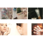 Самозалепващи перли полусфери сърце 8x8x2.5 мм цвят бял -48 броя