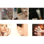 Самозалепващи акрилни камъни от 3 мм до 6 мм цвят бял и зелен -165 броя