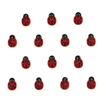 Самозалепващи пластмасови стикери 9x13x3.5 мм калинка цвят червен -38 броя
