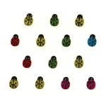 Самозалепващи пластмасови стикери 9x13x3.5 мм калинка цвят микс -38 броя