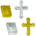 Елементи за декорация кръст и Библия 12x16~24 мм микс сребро и злато -20 грама