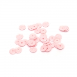 Пайети обли 6 мм цвят бебешко розово плътни - 20 грама