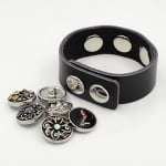 Гривна направи си сам естествена кожа копче Тик-так 6 броя 235x26 мм черна