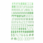 Самозалепващи стикери букви цифри и знаци 10x2~10 мм цвят зелен -145 броя