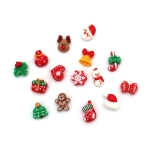 Пластмасова коледна фигурка тип кабошон 18~14x9~16x5~7 мм АСОРТЕ -10 броя