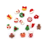 Пластмасова коледна фигурка тип кабошон 10~15x11~14x5~7 мм АСОРТЕ -10 броя