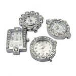 Часовник метал цвят сребро 19.3~25.2 мм кристали АСОРТЕ