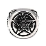 Пръстен стомана цвят антично сребро Пентаграм 17~23 мм