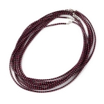 Гердан шнур памук Корея 2.5 мм 42 см двуцветен черно/розово със сребърна закопчалка