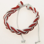 Гривна мартеница кожа и шнур памучен бяло и червено 12 броя
