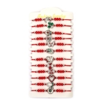 Мартеница гривна от текстил с метален елемент с кристали и акрилни мъниста -12 броя