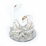 Стъклена фигурка лебеди с кристал 7 см