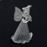 Стъклена коледна фигурка ангел със сребърен брокат 6 см