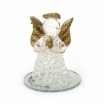 Стъклена фигурка ангел със златен брокат 5.5 см
