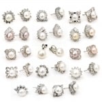 Обеци метал кристал естествена перла АСОРТЕ