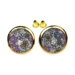 Обеци метал цвят злато брокат цветен 20 мм