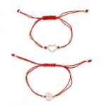 Гривна шнур полиестер метал с кристали червена