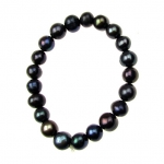 Гривна естествена перла 8±9x8±9 мм черна клас АА