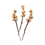 Клонка със стропорени топчета за декорация 135x25 мм цвят злато -12 броя