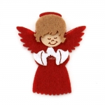 Ангел филц с лепка 43x36 мм червен -10 броя
